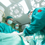 Surgeons performing gastric bypass Turkey procedure in a modern operating room.