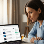 A woman searches for information about cytotron treatment on her laptop.