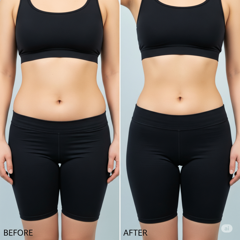A woman consults with a doctor about liposuction.