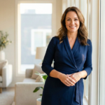 Confident woman showing off her restored, youthful physique and radiant self-esteem after a mommy makeover procedure.