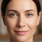 Close-up of rejuvenated, bright eyes after successful eyelid surgery (blepharoplasty).