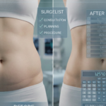 Liposuction before and after comparison showing successful abdominal and flank contouring results.