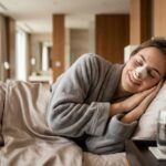 Patient resting comfortably in a luxury recovery suite in Kosovo after a successful nose job.